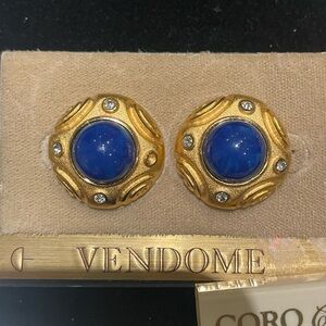 Vendome Gold and Blue pierced Earrings